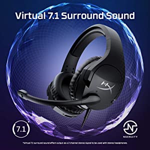 HyperX Cloud Stinger S – Gaming Headset, for PC, Virtual 7.1 Surround Sound, Lightweight, Memory Foam, Soft Leatherette, Durable Steel Sliders, Swivel-to-Mute Noise-Cancelling Microphone, Black Black Wired Stinger S