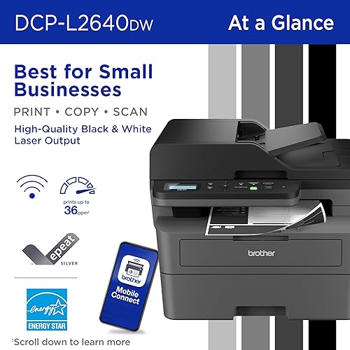 Brother DCP-L2640DW Business Monochrome Multifunction Laser Printer with 700 Prints in-Box New Model: DCPL2640DW