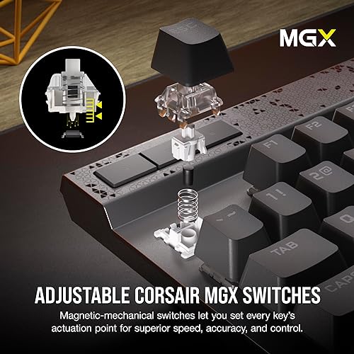 CORSAIR K70 MAX RGB Magnetic-Mechanical Wired Gaming Keyboard - Adjustable Actuation MGX Switches - Rapid Fire Mode - PBT Double-Shot Keycaps - iCUE Compatible - QWERTY NA Layout - Black K70 RGB MAX MGX Magnetic (Adjustable) Black