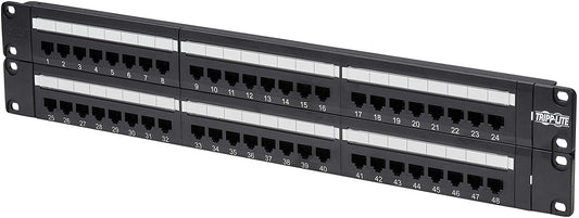 Tripp Lite 48-Port 2U Rackmount Cat6 110 Patch Panel 568B, RJ45 Ethernet(N252-048) , Black 48-Port (2U)