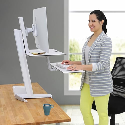 Ergotron WorkFit-S Single HD with Worksurface and Stand, White
