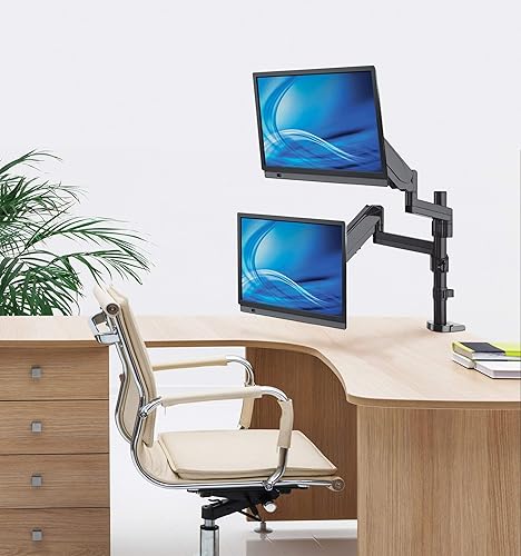 Manhattan Universal Gas Spring Dual Monitor Mount Two Gas-Spring Jointed Arms, Supports Two 17" to 32" TVs Or Monitors up to 8 Kg (17.64 Lbs.)