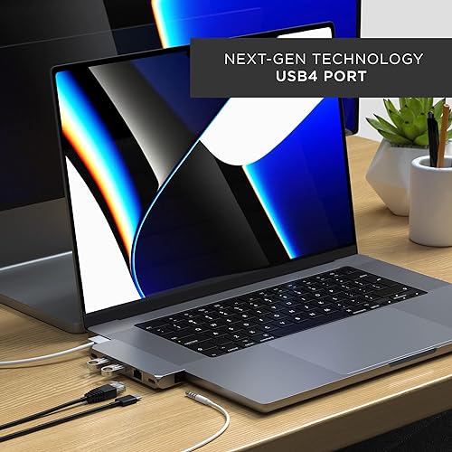 Satechi Type-C Pro Hub Mini Adapter – USB4, USB-A Data, USB-C Data, GbE and Audio Jack – for M2/ M1 MacBook Pro/Air (Space Gray) Space Grey