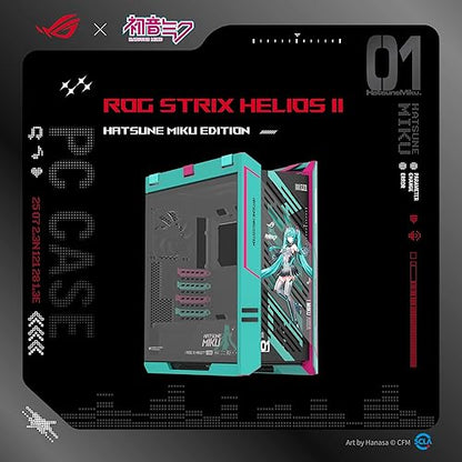 ASUS ROG Strix Helios II Hatsune Miku Edition Gaming pc case, with Dual Tempered Glass Side Panels, Support for Graphics Cards up to 450mm Long, Graphics Card Braces