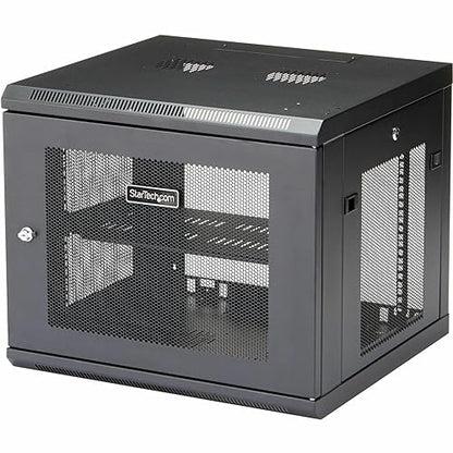 StarTech.com 4-Post 9U Wall Mount Network Cabinet w/ 1U Shelf, 19 Wall-Mounted Server Rack for IT / Data Computer Equipment Depth (2 to 19) Cabinet
