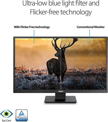 ASUS 27” 1080P Monitor (VA279HAE) - Full HD, Eye Care, Low Blue Light, Flicker Free, VESA Mountable, Anti-Glare, HDMI, D-Sub, VGA