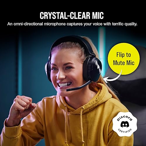 Corsair HS55 Wireless CORE Gaming Headset - Low-Latency 2.4Ghz, Up to 50ft Bluetooth Range, Lightweight Construction, Tempest 3D AudioTech Support on PS5, Omni-Directional Microphone - Black HS55 WIRELESS CORE Carbon