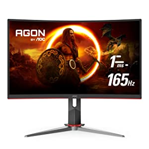 AOC CQ32G2S 32" Curved Frameless Gaming Monitor 2K QHD, 1500R Curved VA, 1ms, 165Hz, FreeSync, Height adjustable, 3-Year Zero Dead Pixel Guarantee 32 inch | 2K QHD 165Hz 1ms