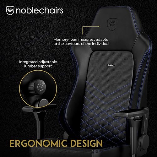 noblechairs Hero Gaming Chair - Office Chair - Desk Chair - PU Faux Leather - Black/Blue