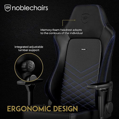 noblechairs Hero Gaming Chair - Office Chair - Desk Chair - PU Faux Leather - Black/Blue