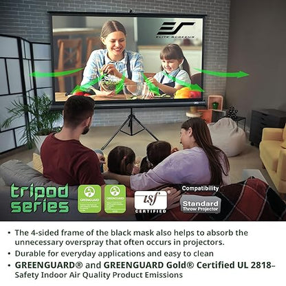 Elite Screens Tripod Series, 72-INCH 16:9, Indoor Outdoor Projector Screen, 8K / 4K Ultra HD 3D Ready, US Based Company 2-YEAR WARRANTY, T72UWH, Black - US Based Company 2-YEAR WARRANTY 72-inch/ 16:9