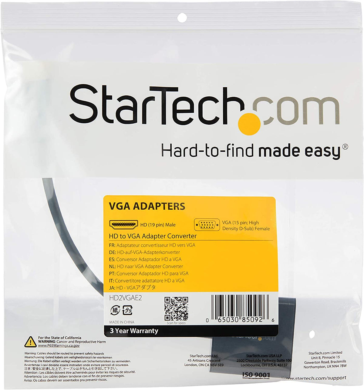 StarTech.com 1080p 60Hz HDMI to VGA High Speed Display Adapter - Active HDMI to VGA (Male to Female) Video Converter for Laptop/PC/Monitor (HD2VGAE2) HDMI to VGA - Compact Cable