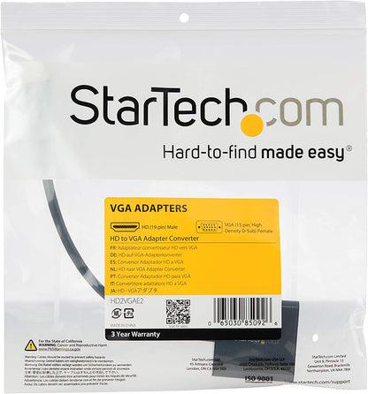 StarTech.com 1080p 60Hz HDMI to VGA High Speed Display Adapter - Active HDMI to VGA (Male to Female) Video Converter for Laptop/PC/Monitor (HD2VGAE2) HDMI to VGA - Compact Cable