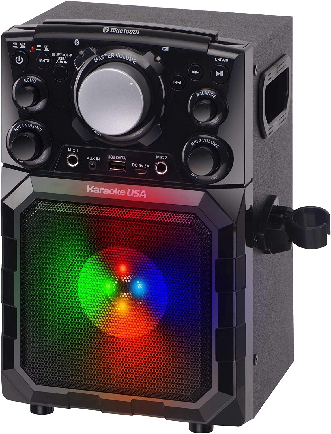 Karaoke USA Portable MP3 Karaoke Player with Bluetooth, PA, and Built-In Battery (GQ410) , Black