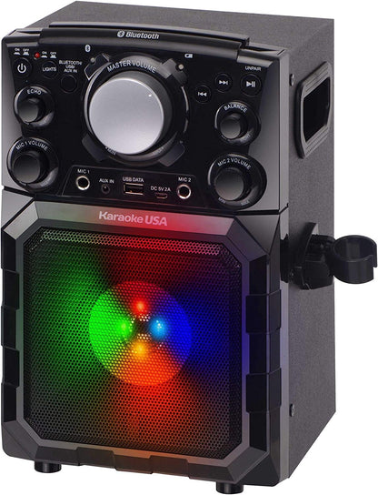 Karaoke USA Portable MP3 Karaoke Player with Bluetooth, PA, and Built-In Battery (GQ410) , Black
