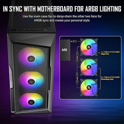 ANTEC AX Series AX61 Elite, High-Airflow Mesh Front Panel, 4 x 120mm ARGB Fans Included, Tempered Glass Side Panels, Up to 8 Fans Simultaneously, 360mm Radiator Support, Mid-Tower ATX Gaming Case