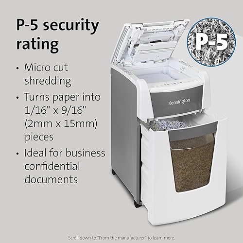 Kensington Paper Shredder - New OfficeAssist 300-Sheet Auto-Feed Micro Cut Anti-Jam Heavy Duty Shredder with 15.8 gallons Pullout Wastebasket, Lockable Chamber and 4 Casters (K52051AM) 15.8-gallon/700-sheet bin