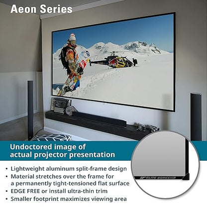 Elite Screens Aeon Series, 135-inch 16:9, 8K / 4K Ultra HD Home Theater Fixed Frame Edge Free Borderless Projector Screen, CineGrey Matte Grey Front Projection Screen, AR135H2, White CineGrey 135-inch / 16:9 Short/Standard/UST