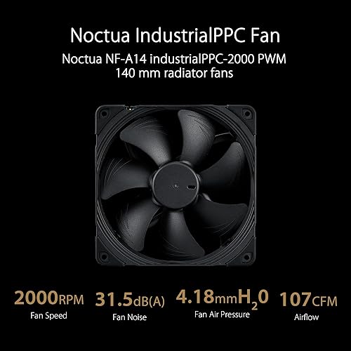 ProArt LC 420 All-in-one CPU Liquid Cooler with Illuminated System Status Meter and Three Noctua NF-A14 industrialPPC-2000 PWM 140mm Radiator Fans