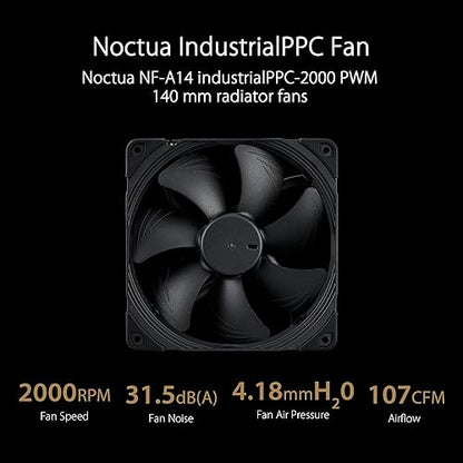 ProArt LC 420 All-in-one CPU Liquid Cooler with Illuminated System Status Meter and Three Noctua NF-A14 industrialPPC-2000 PWM 140mm Radiator Fans
