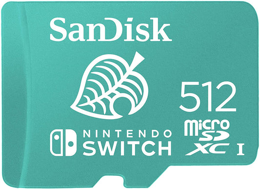 SanDisk 512GB microSDXC-Card, Licensed for Nintendo -Switch - SDSQXAO-512G-GNCZN Animal Crossing Leaf 512GB