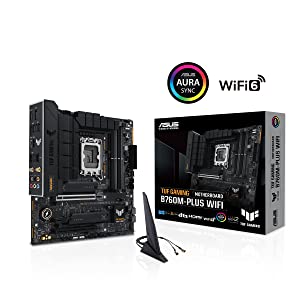 ASUS TUF Gaming B760M-PLUS WiFi (13th and 12th Gen) LGA 1700 mATX Motherboard with PCIe 5.0, 2xPCIe 4.0 M.2 Slots,DDR5,2.5Gb LAN,Front USB 3.2 Gen 2 Type-C, Thunderbolt 4, AEMP II