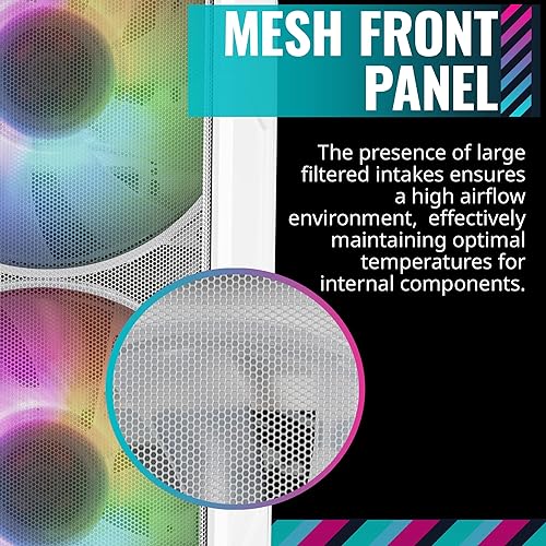 Cooler Master MasterCase H500-WGNN-S00 White Edition High Airflow ATX Mid-Tower with Mesh Front Panel, Dual 200mm ARGB Lighting Fans, Rotatable GPU Fan, USB 3.2 Gen 2 Type C and Tempered Glass