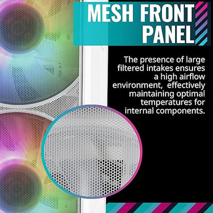 Cooler Master MasterCase H500-WGNN-S00 White Edition High Airflow ATX Mid-Tower with Mesh Front Panel, Dual 200mm ARGB Lighting Fans, Rotatable GPU Fan, USB 3.2 Gen 2 Type C and Tempered Glass