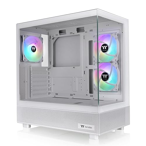 Thermaltake View 270 Plus TG ARGB Snow Mid Tower E-ATX Case; 3x120mm ARGB Fans Included; Support Up to 360mm Radiator; Front & Side Dual Tempered Glass Panel; CA-1Y7-00M6WN-01; 3 Year Warranty