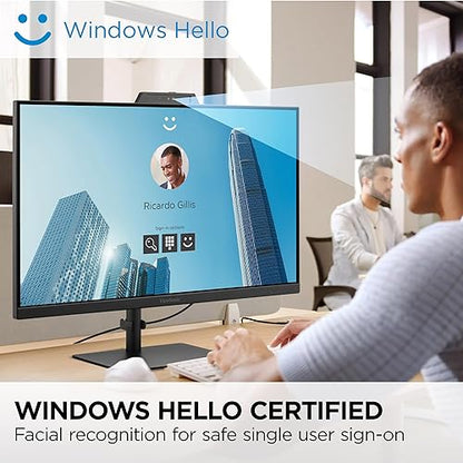 ViewSonic VG2741V 27 Inch 1080p IPS Video Conferencing Monitor with Integrated Windows Hello Certified IR 5MP Webcam, Built-in Microphone, Advanced Ergonomics, USB C, HDMI, and DisplayPort Inputs
