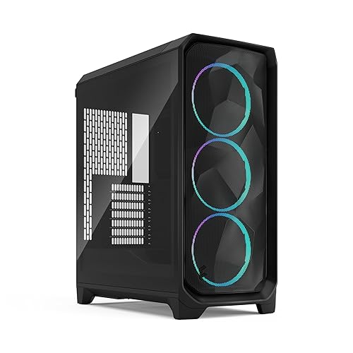 Fractal Design Meshify 3 RGB Black Tempered Glass Light Tint - High Airflow PC Gaming Case - Mesh Front Panel - Three ARGB Momentum 14 Gen 2 Fans Included - E-ATX/ATX/mATX Support