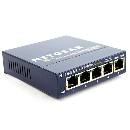 NETGEAR 5-Port Fast Ethernet 10/100 Unmanaged Switch (FS105NA) - Desktop, and ProSAFE Lifetime Protection 5 Port