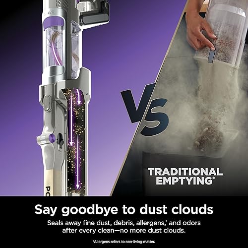 Shark® PowerDetect™ Clean & Empty Cordless Stick Vacuum & Auto-Empty System, Powerful Suction, HEPA Filtration, Carpet & Hard Floor, Portable, Stick Vacuum for Pet Hair, Dark Gray, IP3251C