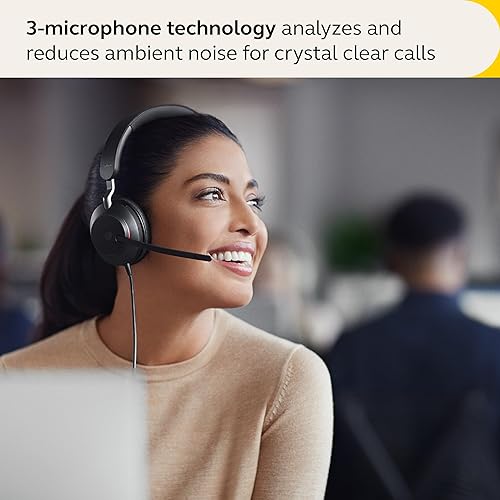 Jabra Evolve2 40 SE Wired Stereo Noise-Cancelling Headset - Features 3-Mic Call Technology and USB-A Cable - Works with All Leading Unified Communications Platforms Such as Zoom & Google Meet - Black