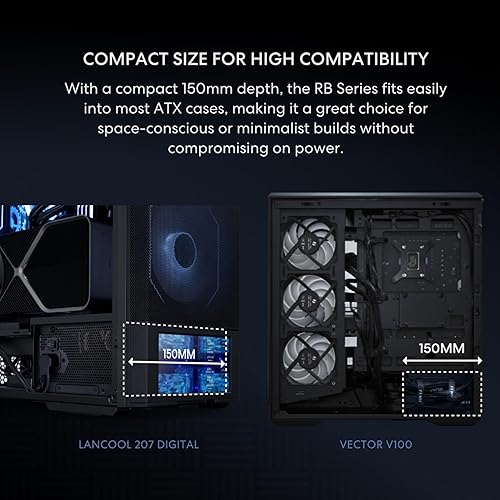 Lian Li RB650 80 Plus Bronze Non Modular - Low-Noise ATX 650 Watt Power Supply w/ 12+4Pin Connector - ATX 3.1 & PCIe 5.1 Compliant - Cable Management - 135mm Larger Fan - Active PFC - Black (RB0650B) 650W