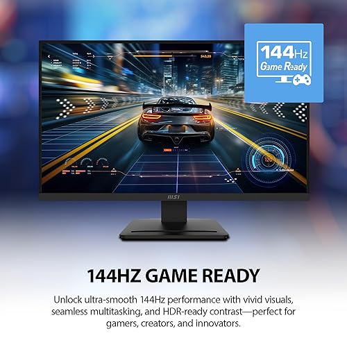 MSI PRO MP273W E14A 27-inch IPS 1920 x 1080 (FHD) Gaming Office Monitor, 120Hz, Free-Synch, HDMI, DisplayPort, VGA Port, VESA Mountable, Tilt, Speaker, 4-Side Slim Bezel 1ms, White