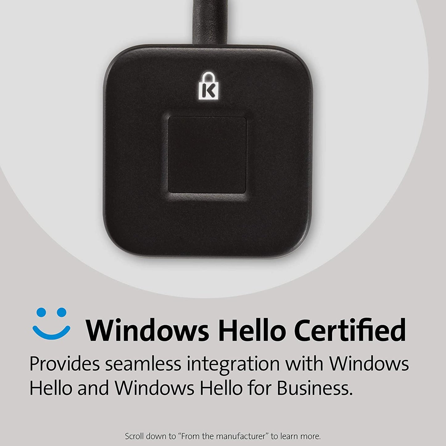 Kensington VeriMark Desktop USB Fingerprint Key Reader - Windows Hello, FIDO U2F, FIDO2 (K62330WW) Desktop version
