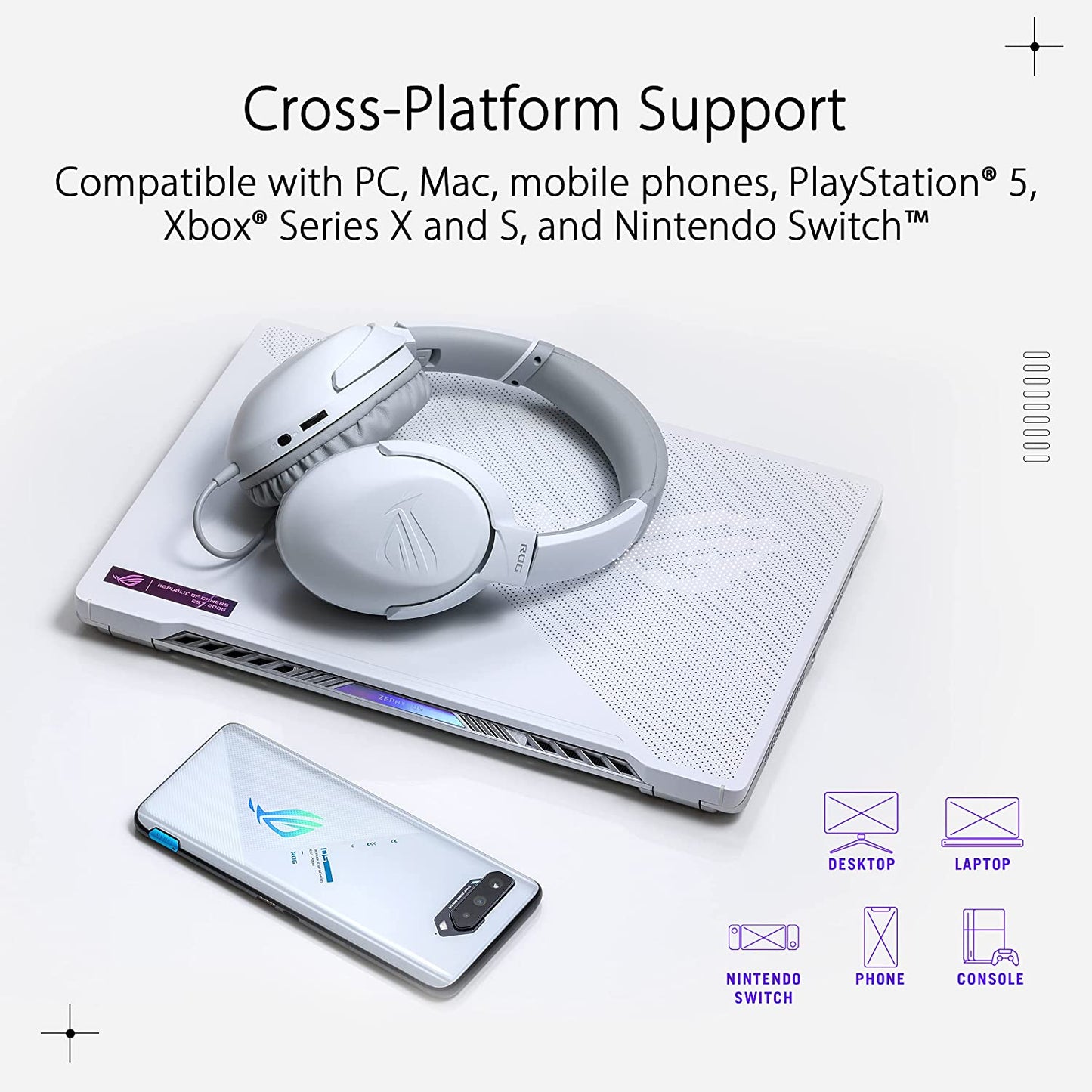 ASUS ROG Strix Go Core Moonlight White Gaming Headset | Hi-Res Audio, 3.5mm Jack, Volume and Mic Control, Lightweight Build, Compatible with PC, PS5, Xbox One, Nintendo Switch and Mobile Devices Strix Go Core Moonlight (Wired)