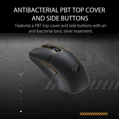 ASUS TUF M4 Gaming Wireless Gaming Mouse | Dual Wireless Modes - Bluetooth/RF 2.4 GHz, 12K DPI Optical Sensor, 6 Programmable Buttons