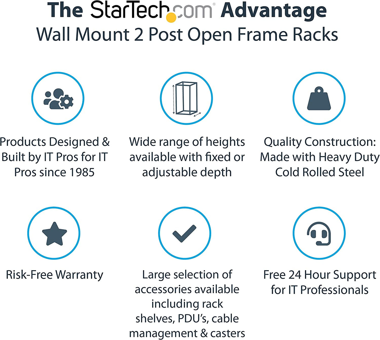 StarTech.com 12U 19" Wall Mount Network Rack - 12" Deep 2 Post Open Frame Server Room Rack for Data/AV/IT/Computer Equipment/Patch Panel with Cage Nuts &amp; Screws 200lb Capacity, Black (RK12WALLO) 12U Rack