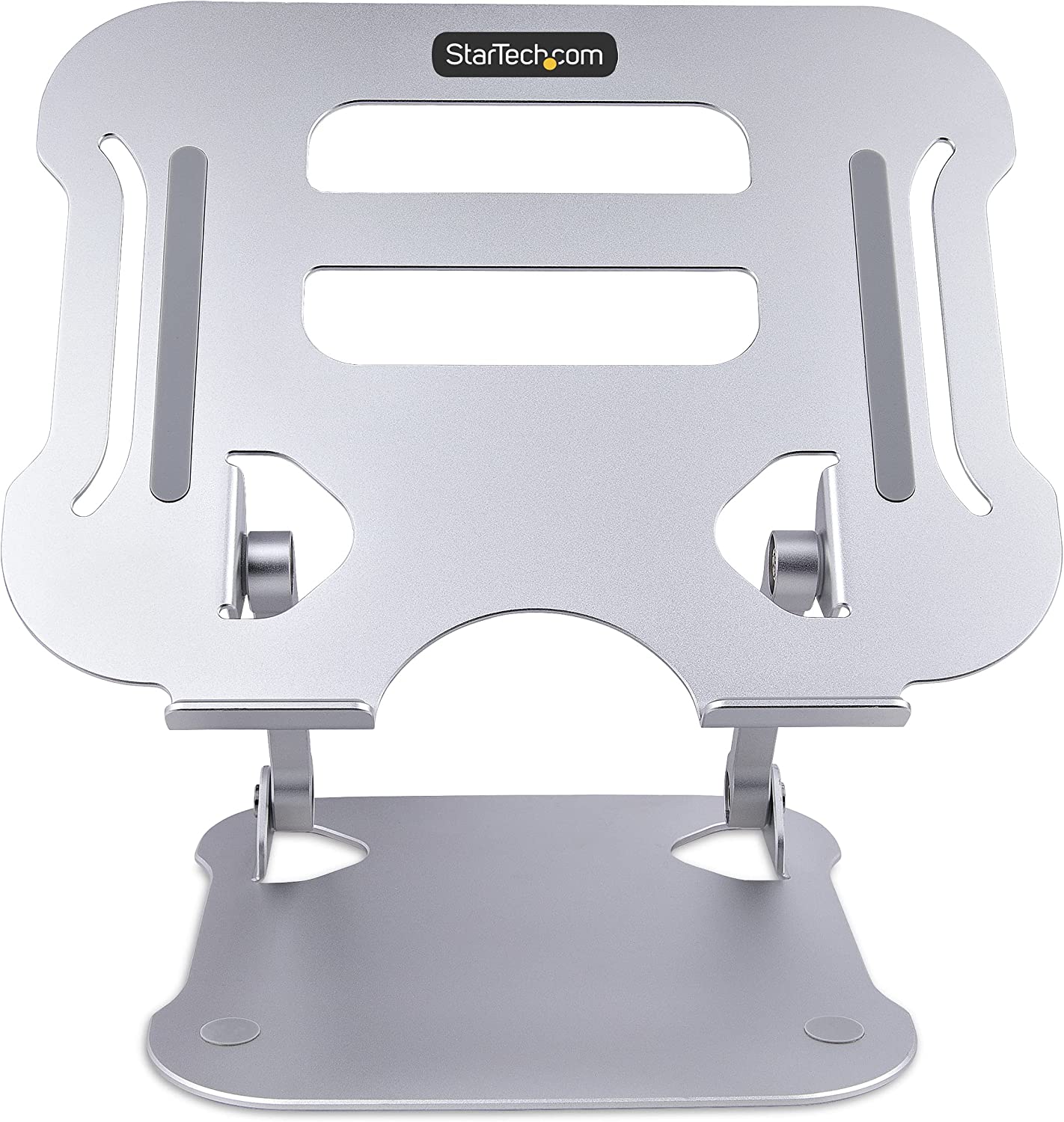 StarTech.com Laptop Stand for Desk, Ergonomic Laptop Stand Adjustable Height, Aluminum, Portable, Max. 22lb (10kg), Foldable Laptop Holder - Angled Notebook Computer Riser/Lift (ADJ-Laptop-Riser)