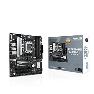 ASUS PRIME B650M-A II-CSM Micro-ATX commercial motherboard,DDR5 6400+(OC),PCIe 5.0 M.2 support,Realtek 2.5Gb LAN,DisplayPort,VGA,HDMI®, USB 3.2 Gen 2 ports,front USB 3.2 Gen 1 Type-C®, BIOS FlashBack™