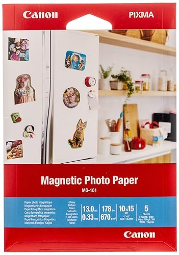 Canon MG-101 Photo Paper - A6 - 4" x 6" - 178 lb Basis Weight - 670 g/m² Grammage - Glossy - 5 Sheet