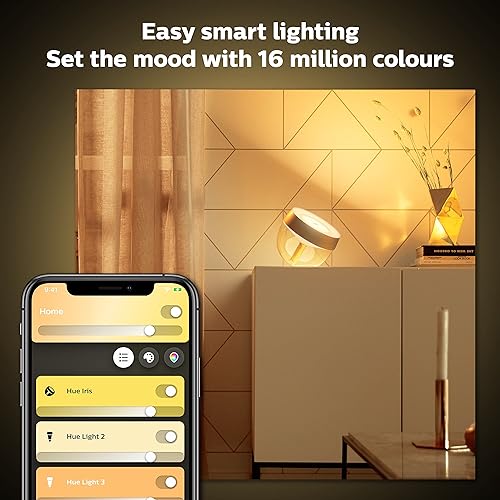 Philips Hue White and Color Iris Corded Dimmable SmartTable Lamp, (Bluetooth, Compatible with Alexa, Google, Apple HomeKit), 1-Pack, Limited Edition Gold