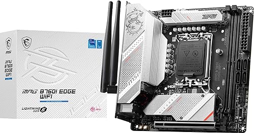 MSI MPG B760I Edge WiFi Gaming Motherboard (Supports 12th/13th Gen Intel Processors, LGA 1700, DDR5, PCIe 5.0, M.2, 2.5Gbps LAN, USB 3.2 Gen2, Wi-Fi 6E, Mini-ITX) mITX MPG B760I EDGE WIFI