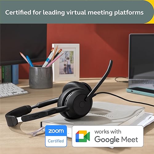 Jabra Evolve2 50 Wired Stereo Headset - with Jabra AirComfort Technology, Noise-Cancelling Mics & Active Noise Cancellation - Works with All Leading UC Platforms Such as Zoom & Google Meet - Black USB-C UC