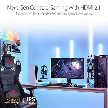 ASUS ROG Swift PG32UQR 32” 4K HDR 144Hz DSC HDMI 2.1 Gaming Monitor - UHD (3840 x 2160), IPS, 1ms, G-SYNC Compatible, Extreme Low Motion Blur Sync, Eye Care, DisplayPort, USB, DisplayHDR 600,Black