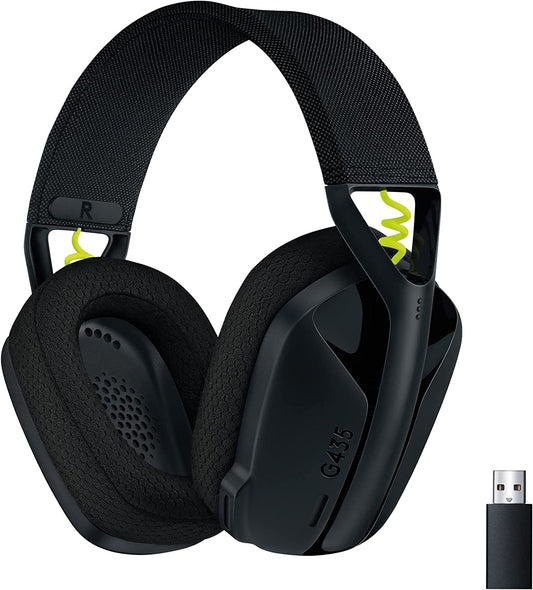 Logitech G435 LIGHTSPEED and Bluetooth Wireless Gaming Headset - Lightweight over-ear headphones, built-in mics, 18h battery, compatible with Dolby Atmos, PC, PS4, PS5, Nintendo Switch, Mobile - Black Black Headset Only