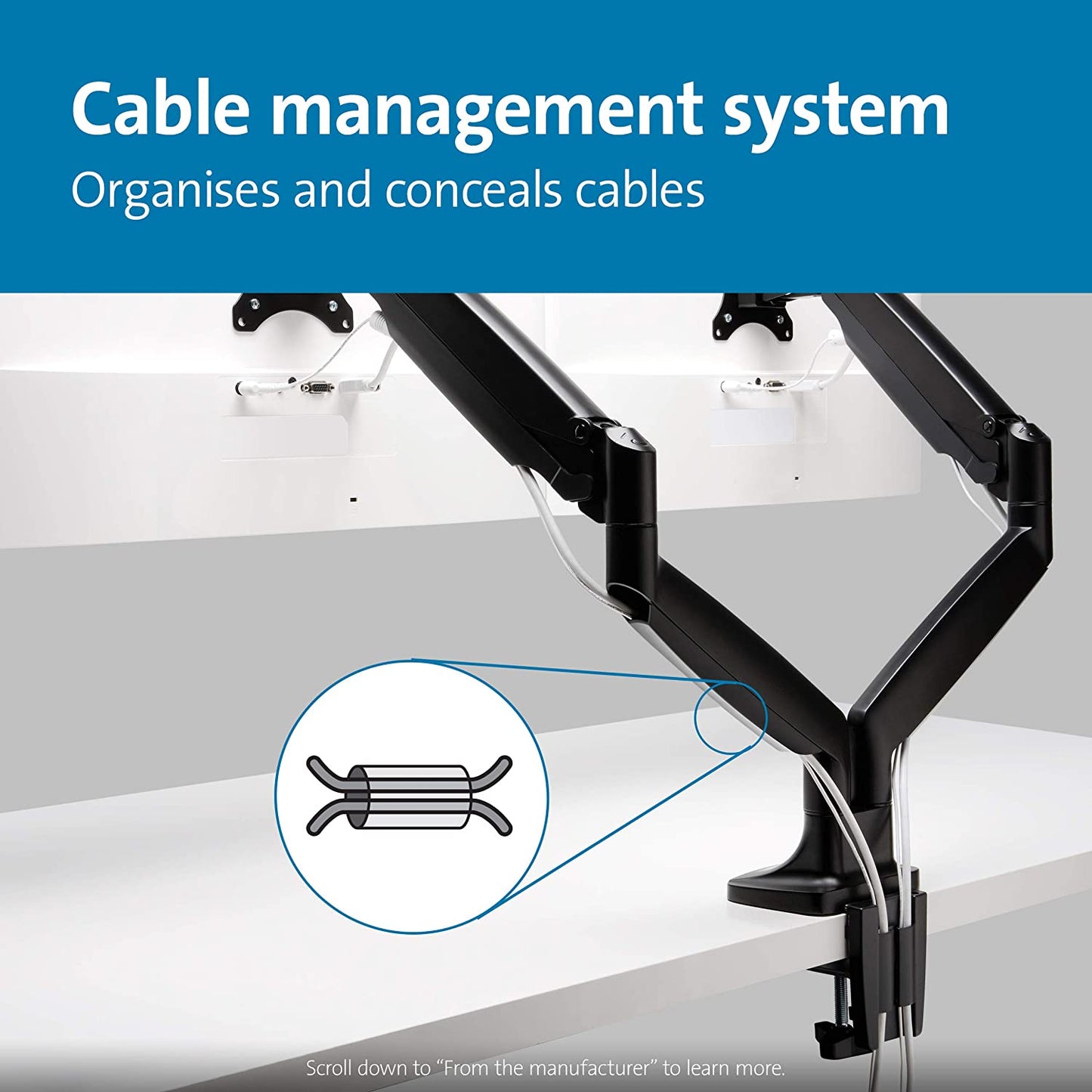 Kensington SmartFit® One-Touch Height Adjustable Dual Monitor Arm - Black (K59601WW) dual arm black