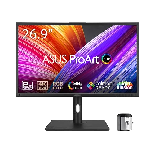ASUS ProArt Display 27”4K HDR RGB OLED Professional Monitor (PA27DCE-K) - UHD (3840 x 2160), 99% DCI-P3, HLG, ?E < 1, USB-C PD 80W, Hardware Calibration, Calman Ready, X-rite i1 Display Pro Calibrator 27 OLED 4K HDR USB-C Calibrator Mac